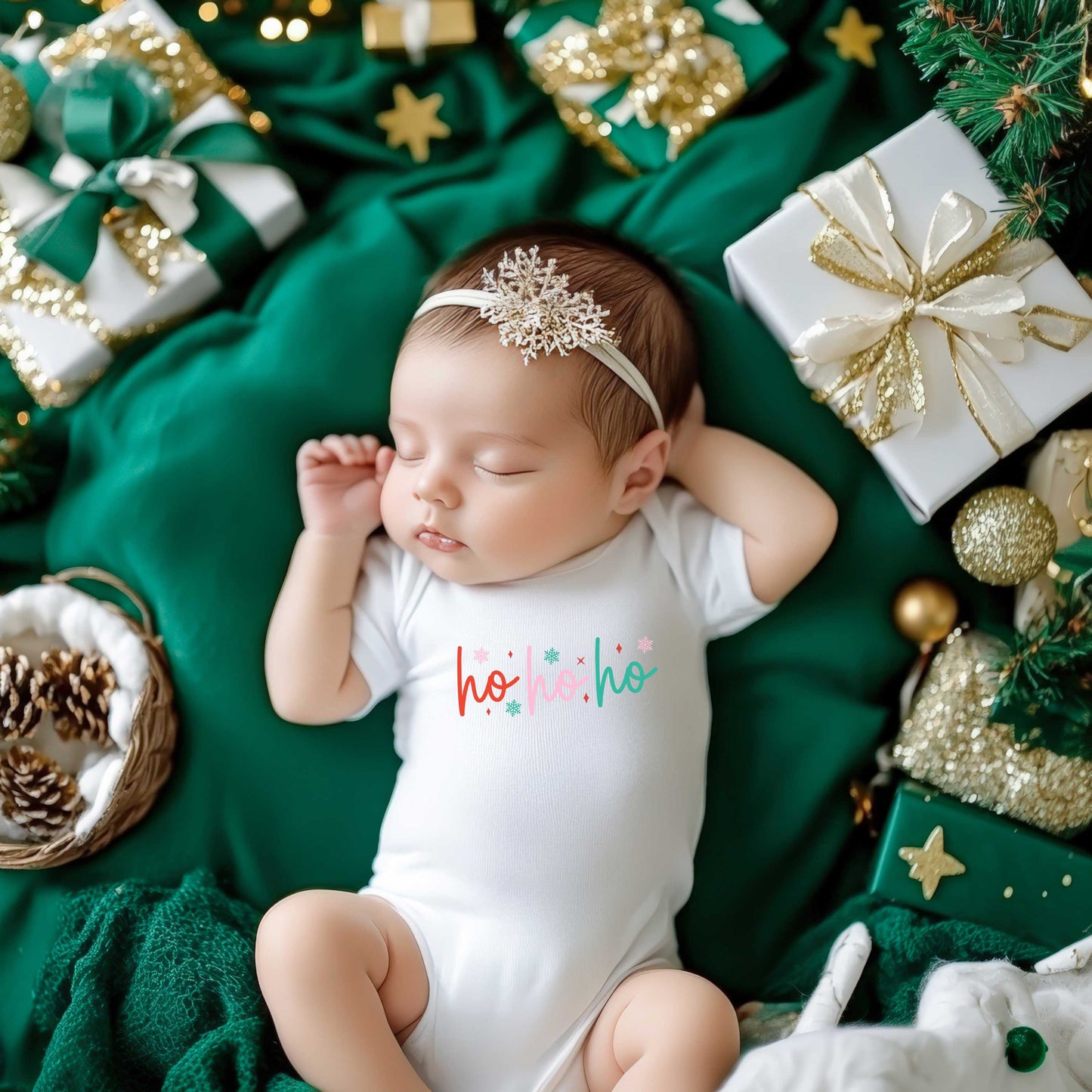 Ho Ho Ho Colorful | Baby Graphic Short Sleeve Onesie