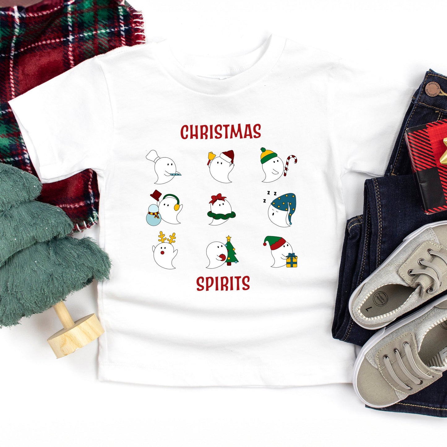 Christmas Spirits Red Words | Youth Graphic Short Sleeve Tee