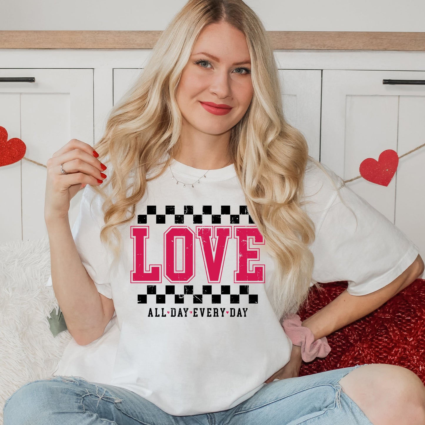 Love All Day Everyday Checkered  | Short Sleeve Graphic Tee