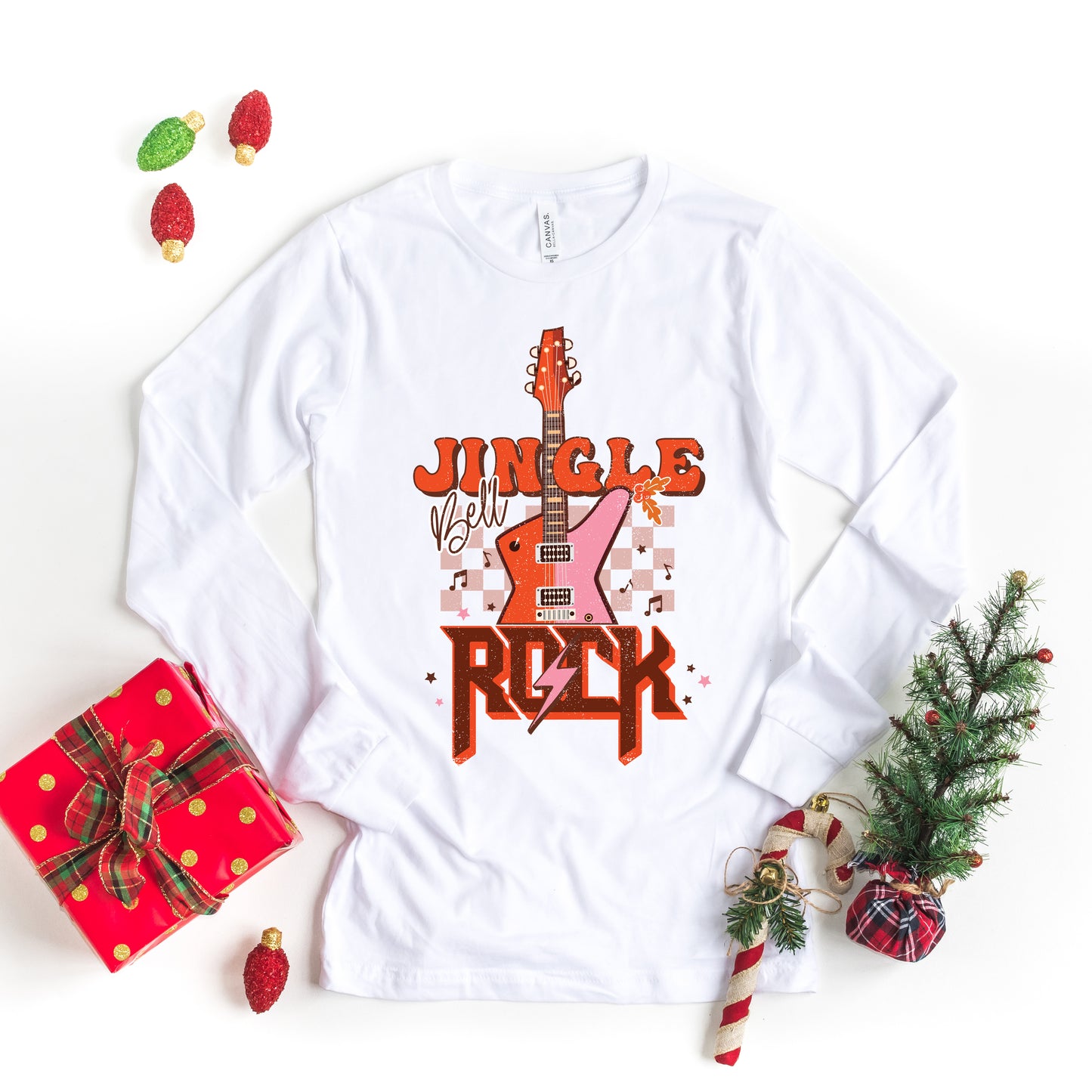 Jingle Bell Rock Checkered | Long Sleeve Crew Neck