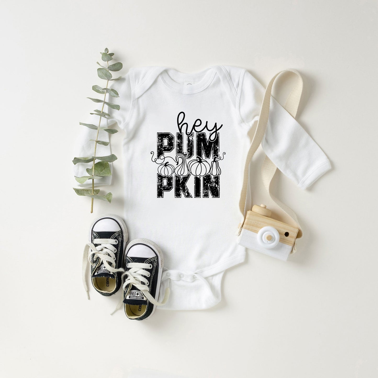 Hey Pumpkin Distressed | Baby Graphic Long Sleeve Onesie