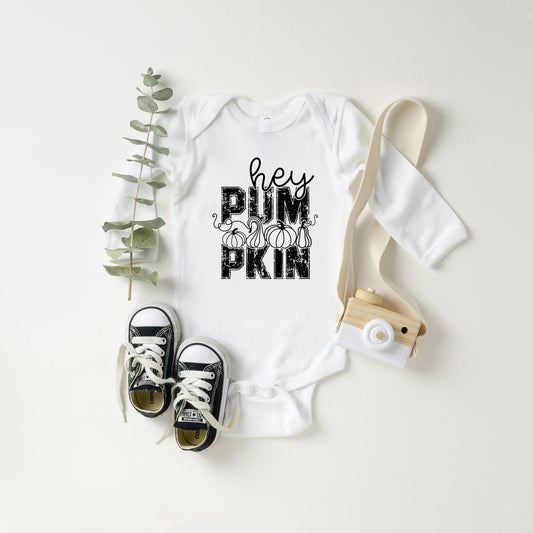 Hey Pumpkin Distressed | Baby Graphic Long Sleeve Onesie