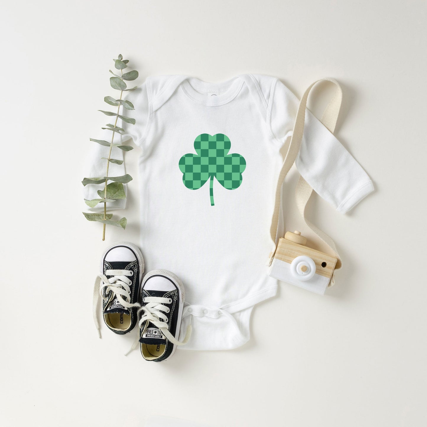 Checker Shamrock | Baby Long Sleeve Onesie