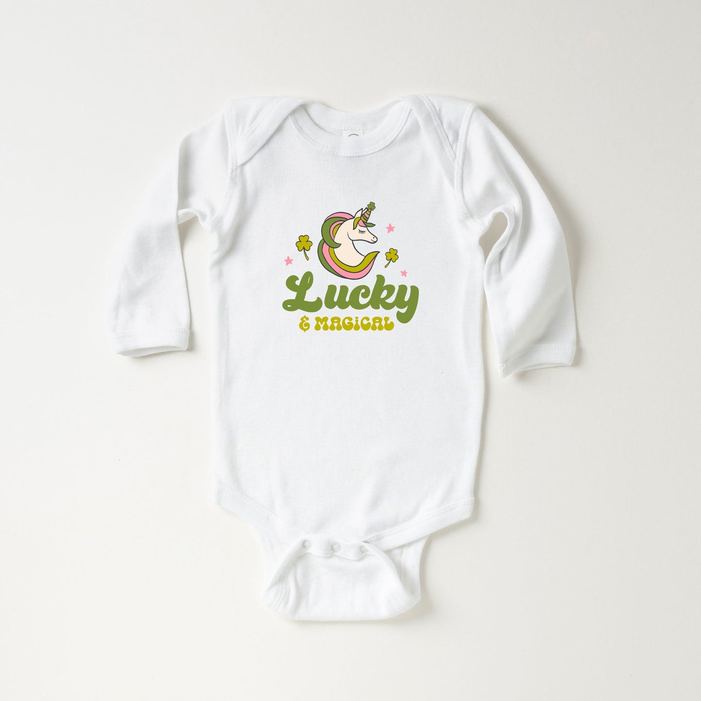 Lucky Magical Unicorn | Baby Long Sleeve Onesie