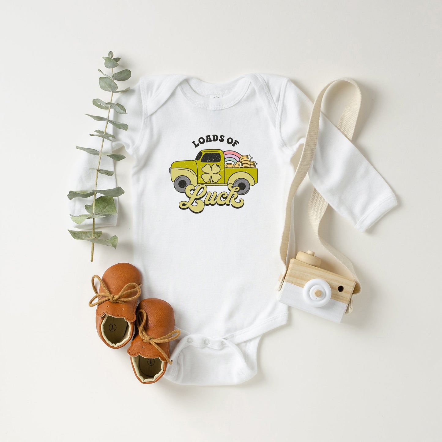 Loads Of Luck Retro Truck | Baby Long Sleeve Onesie