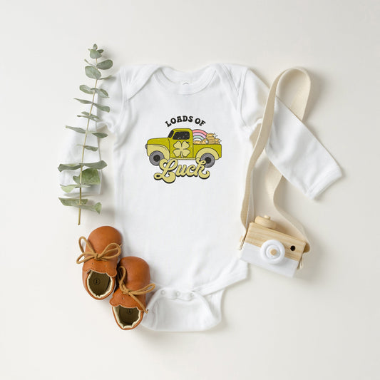 Loads Of Luck Retro Truck | Baby Long Sleeve Onesie