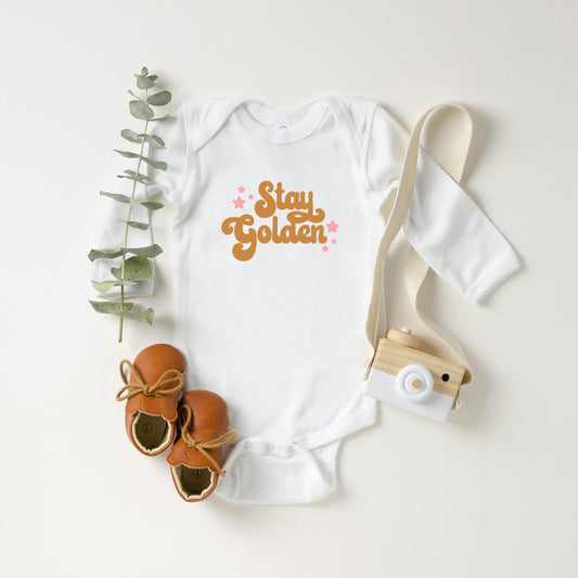 Stay Golden Stars | Baby Long Sleeve Onesie