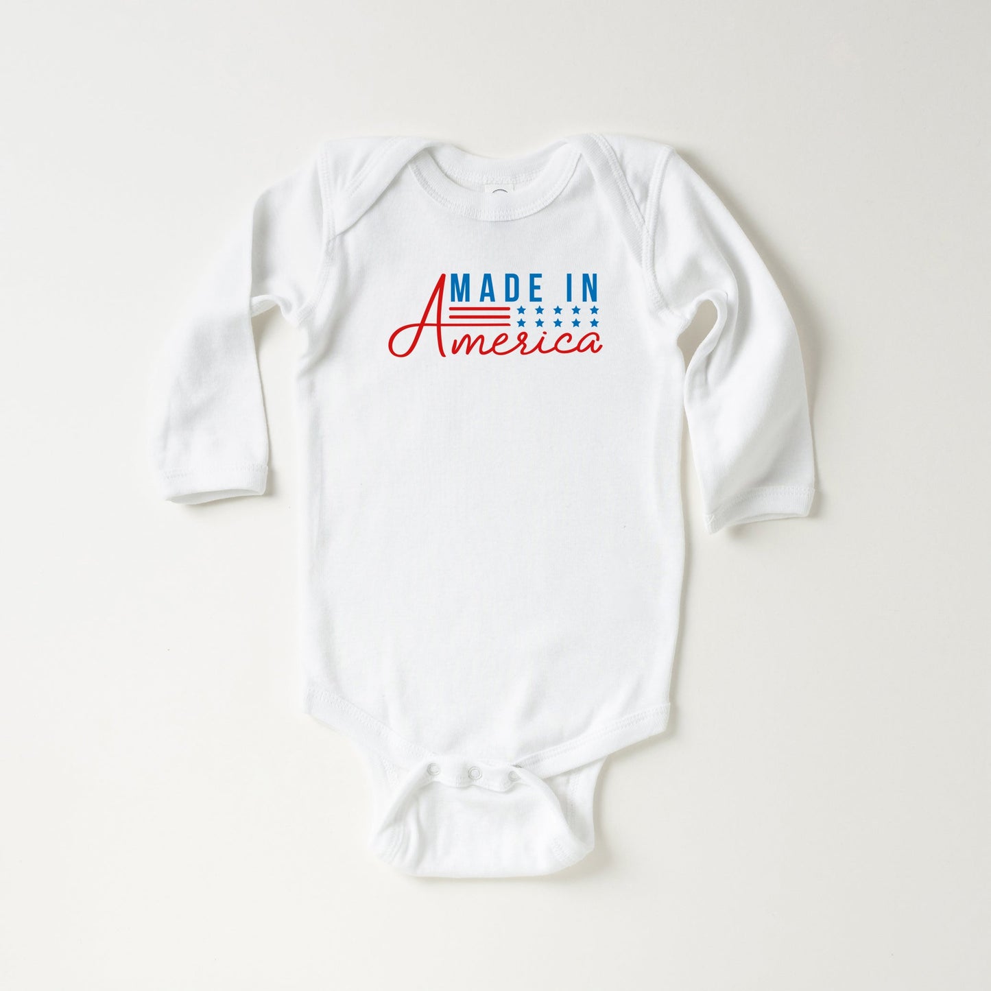 Made In America Stars And Stripes | Baby Long Sleeve Onesie