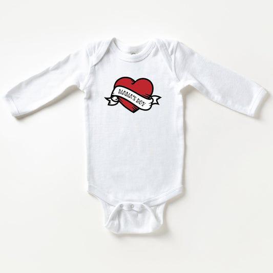 Mama's Boy Heart | Baby Long Sleeve Onesie