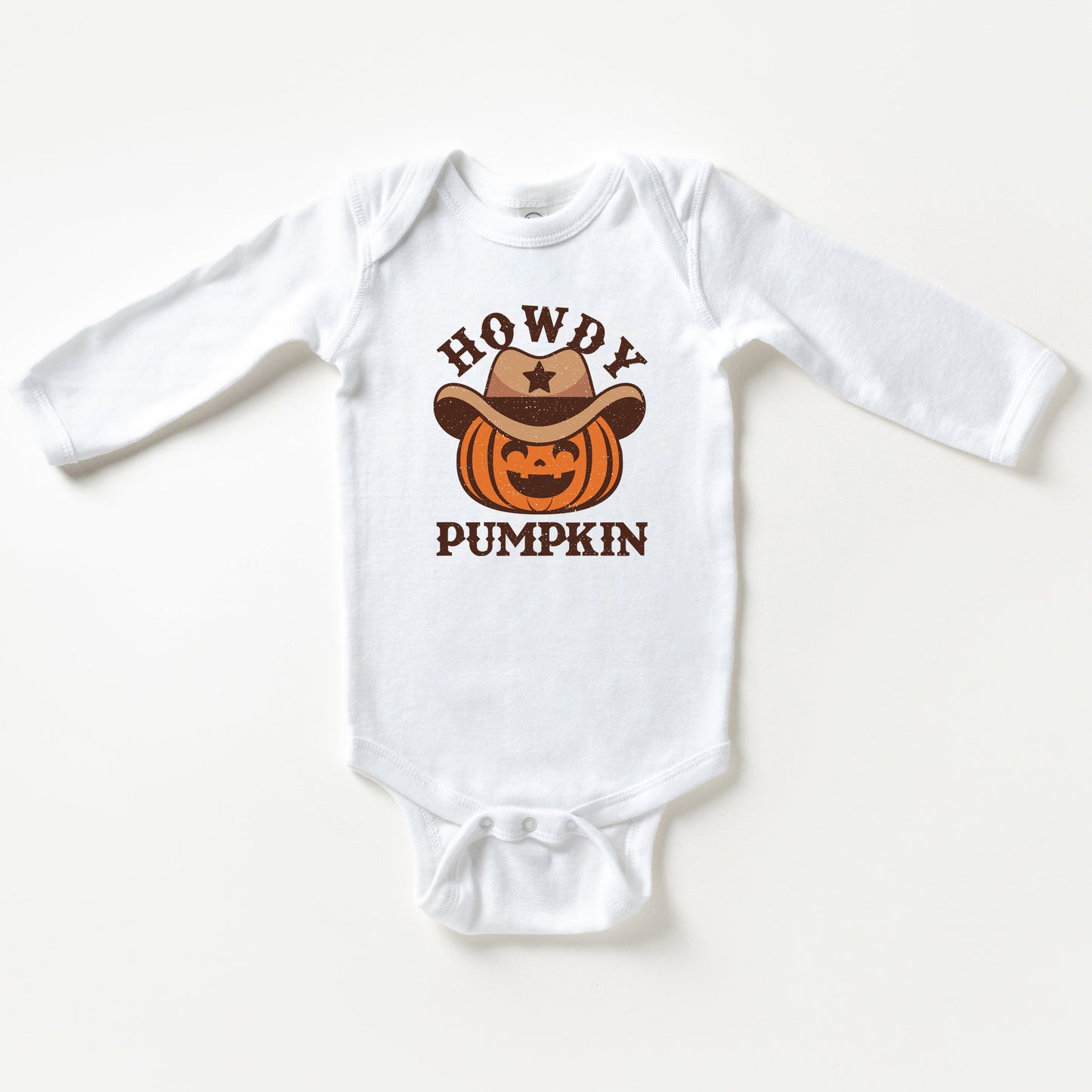 Howdy Pumpkin Hat | Baby Graphic Long Sleeve Onesie