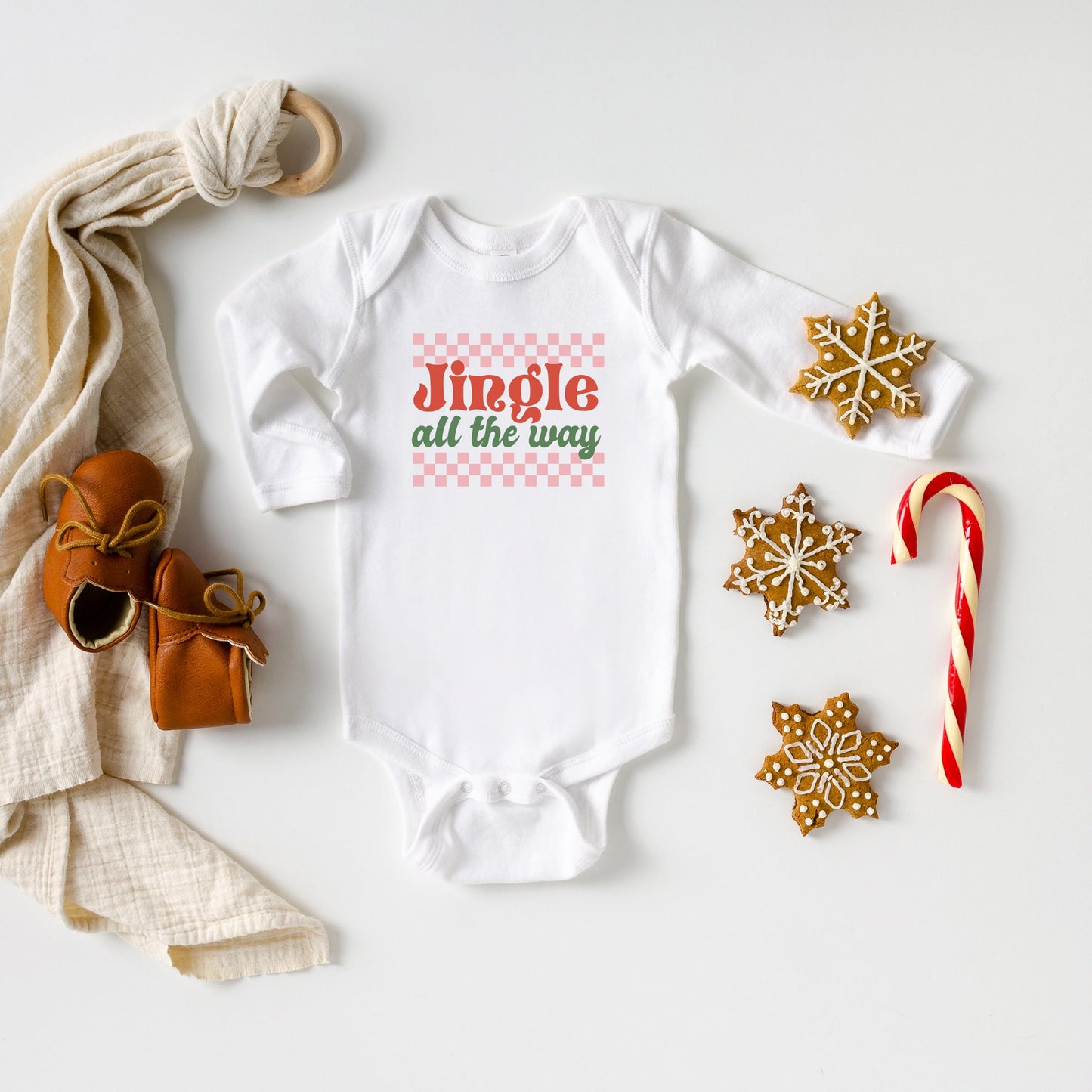 Jingle All The Way Checkered | Baby Long Sleeve Onesie