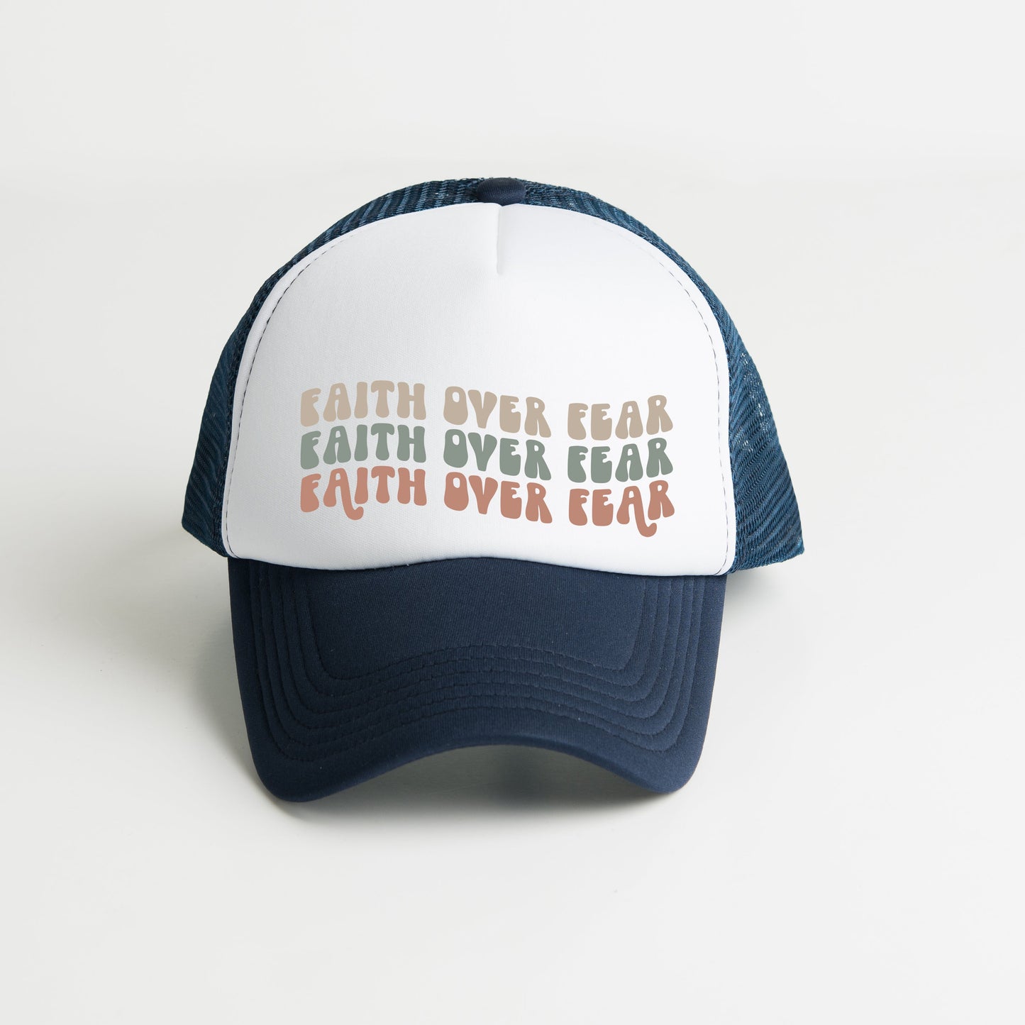 Faith Over Fear Stacked Wavy | Foam Trucker Hat