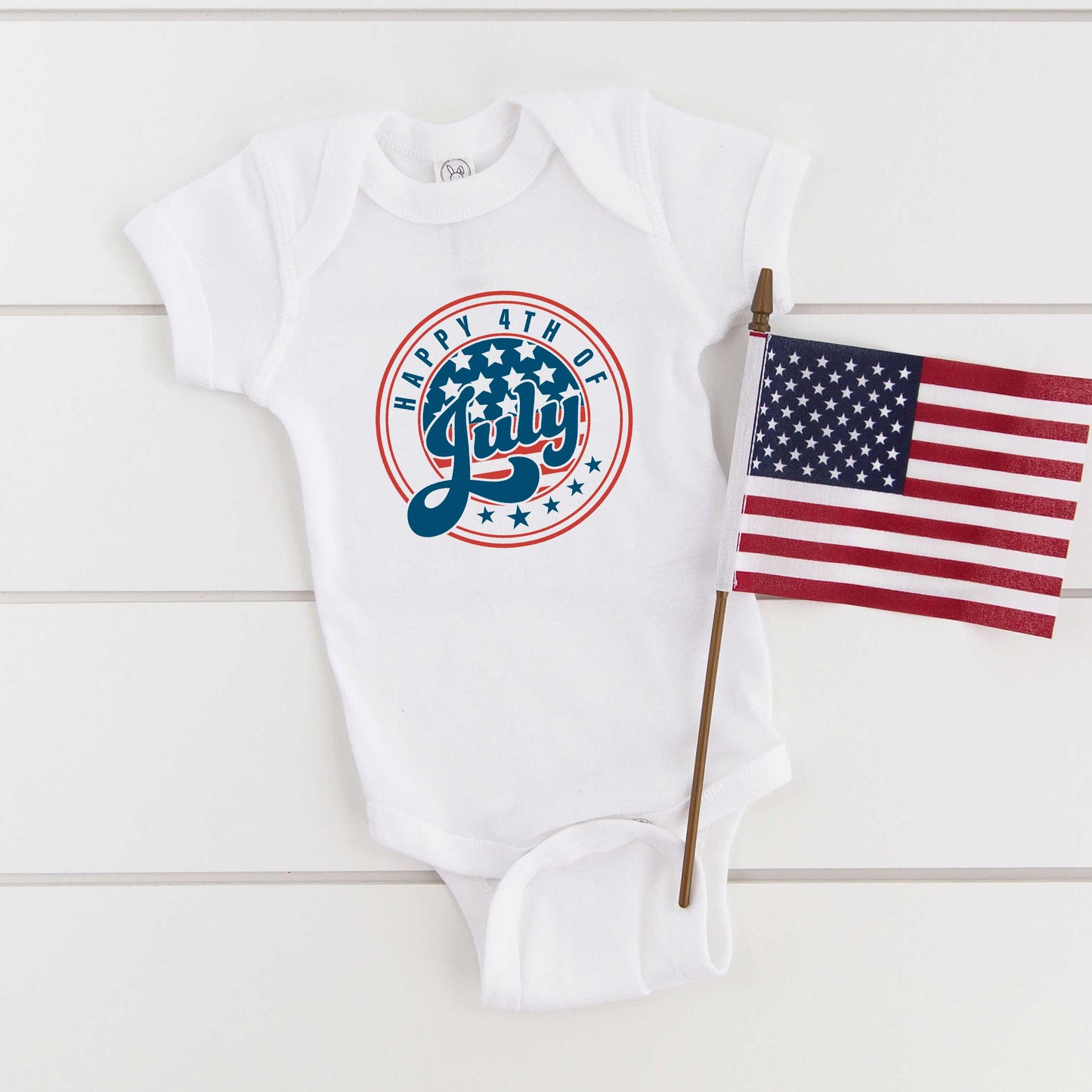 Happy Fourth Circle | Baby Graphic Short Sleeve Onesie
