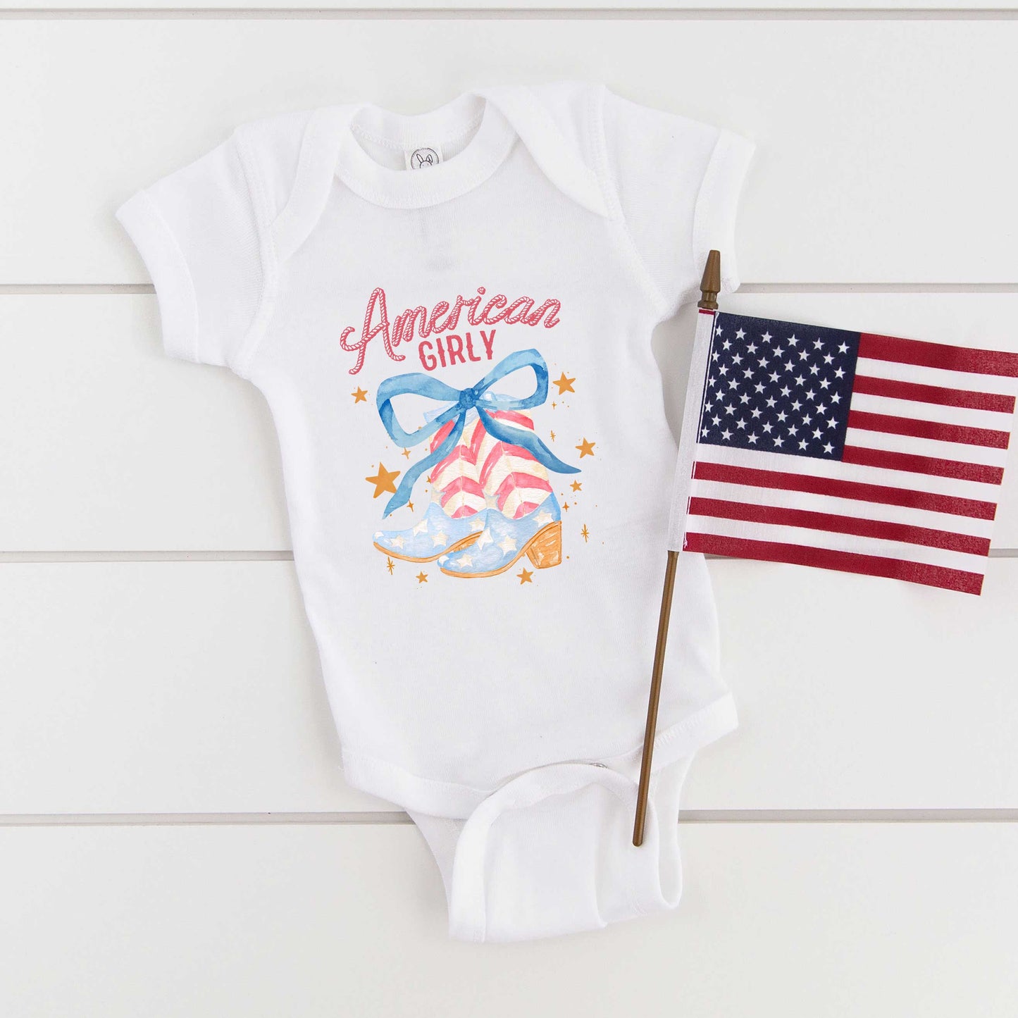 American Girly Coquette Boots | Baby Graphic Short Sleeve Onesie