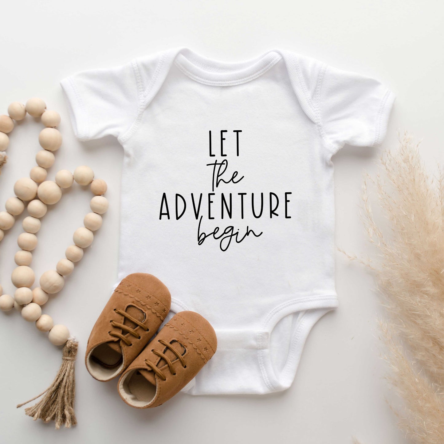 Let The Adventure Begin Script | Baby Graphic Short Sleeve Onesie