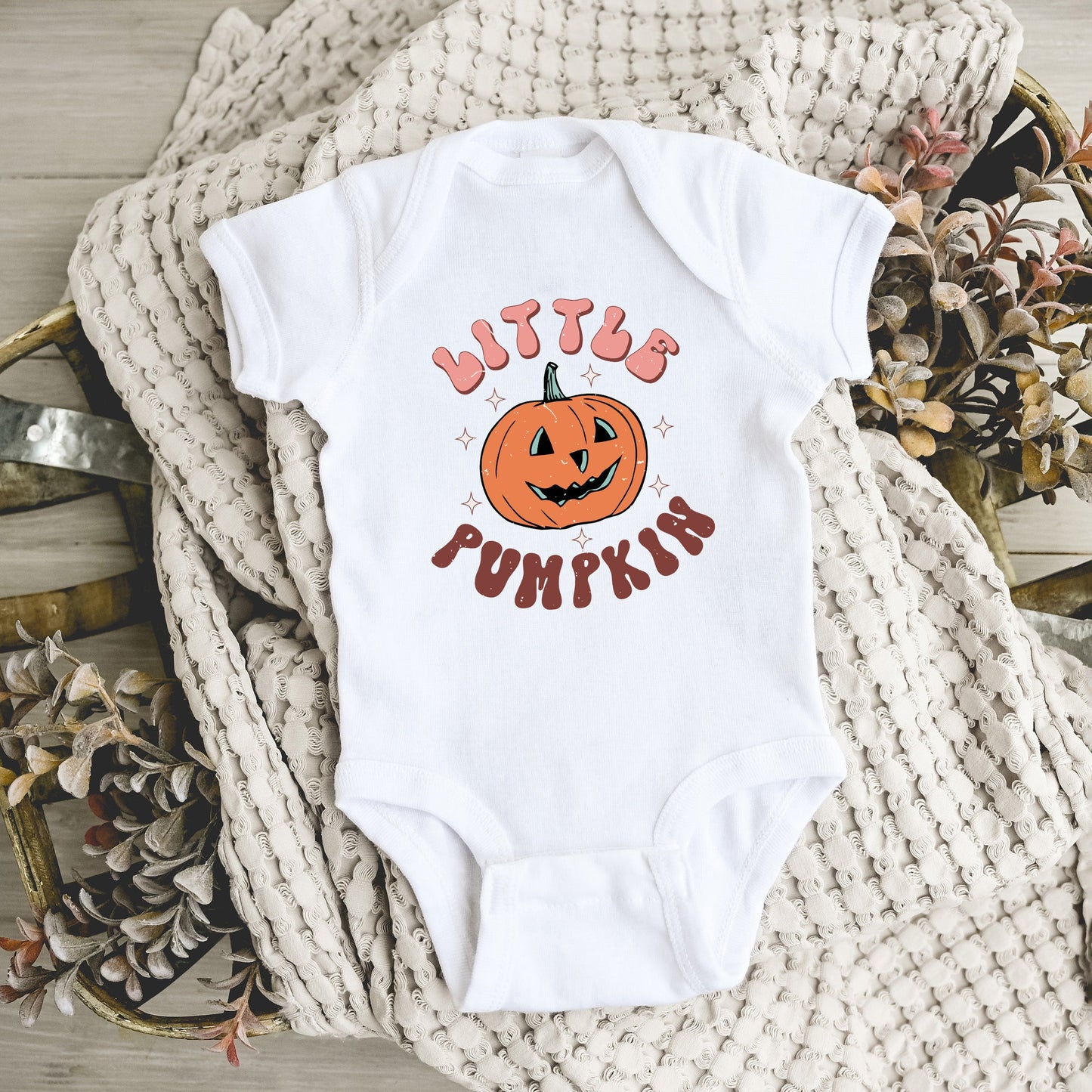 Little Pumpkin Retro | Baby Graphic Short Sleeve Onesie