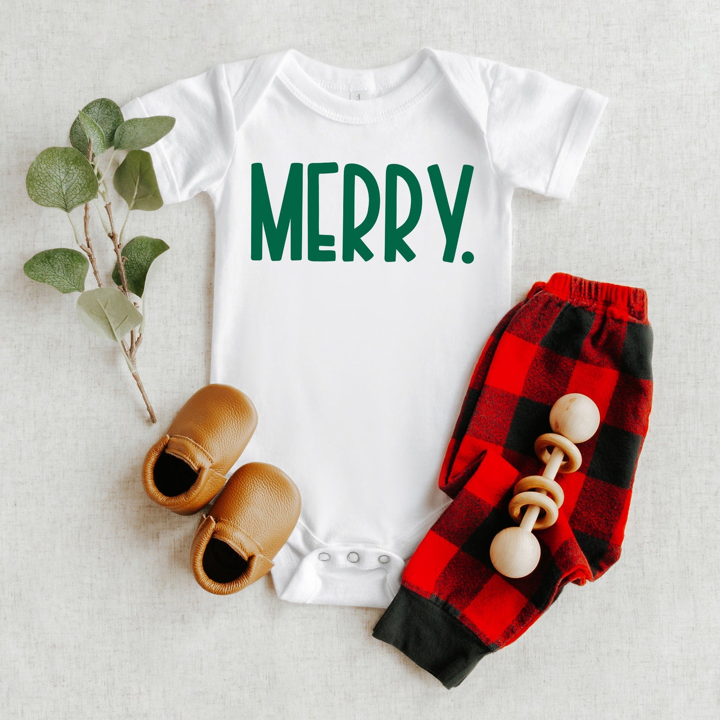 Merry Bold Word | Baby Graphic Short Sleeve Onesie