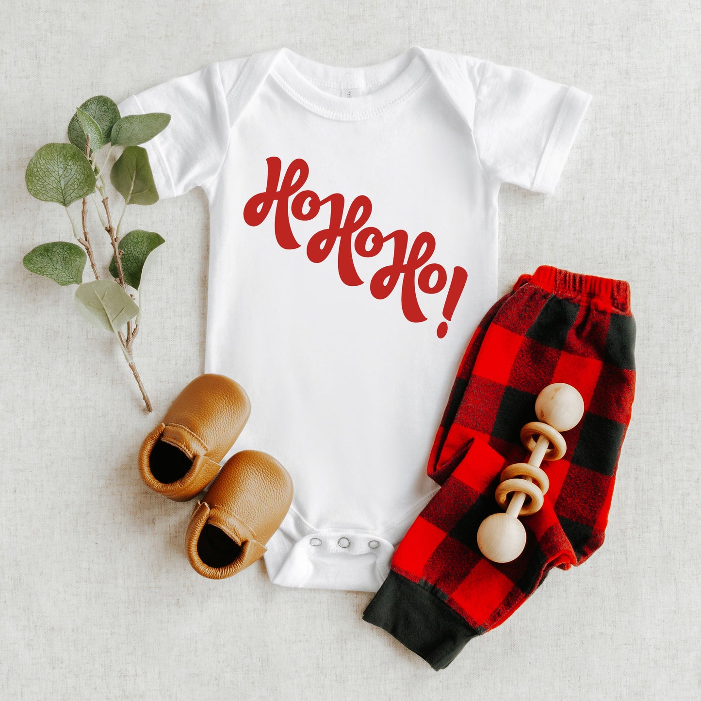 Diagonal Ho Ho Ho | Baby Graphic Short Sleeve Onesie