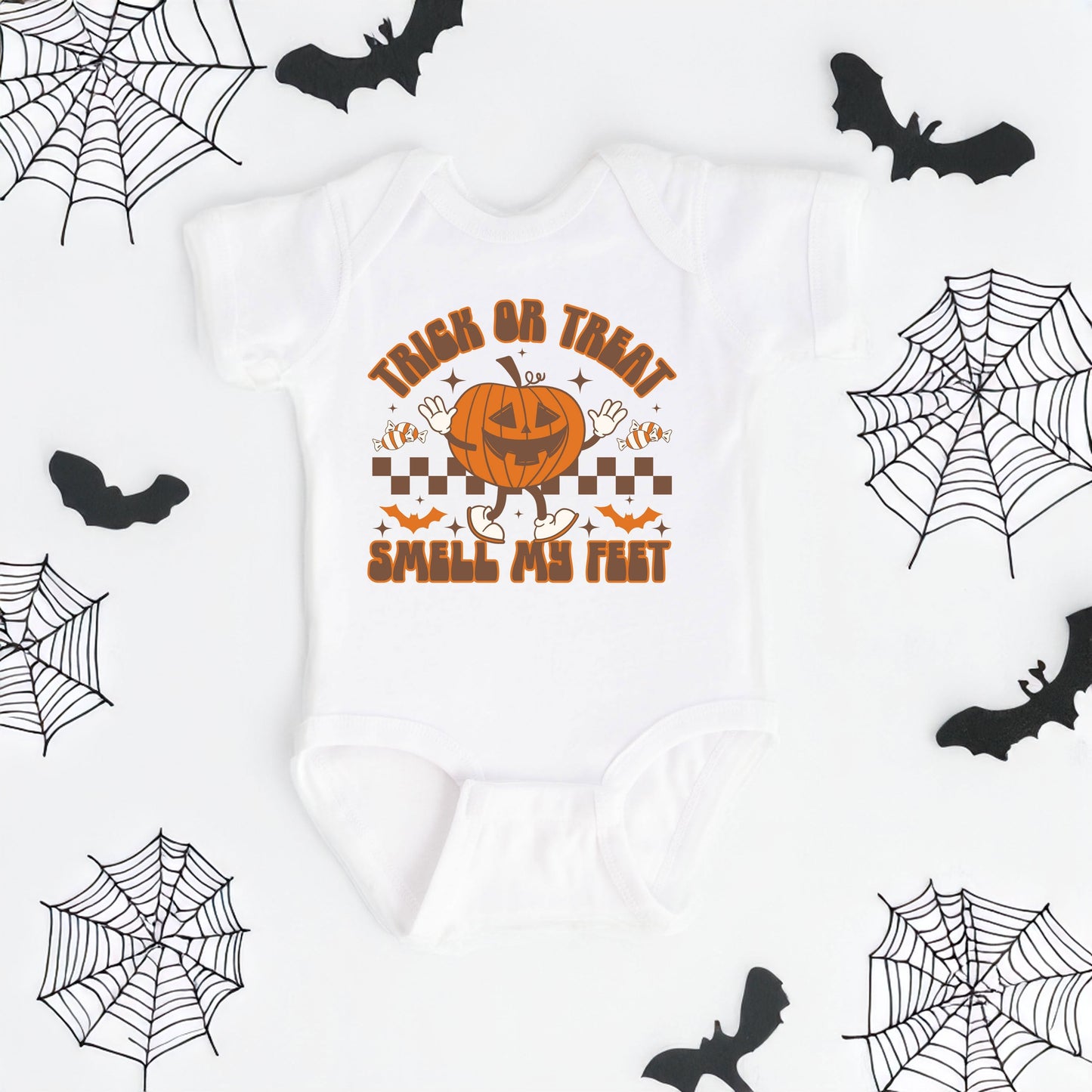 Smell My Feet Checkered | Baby Graphic Short Sleeve Onesie