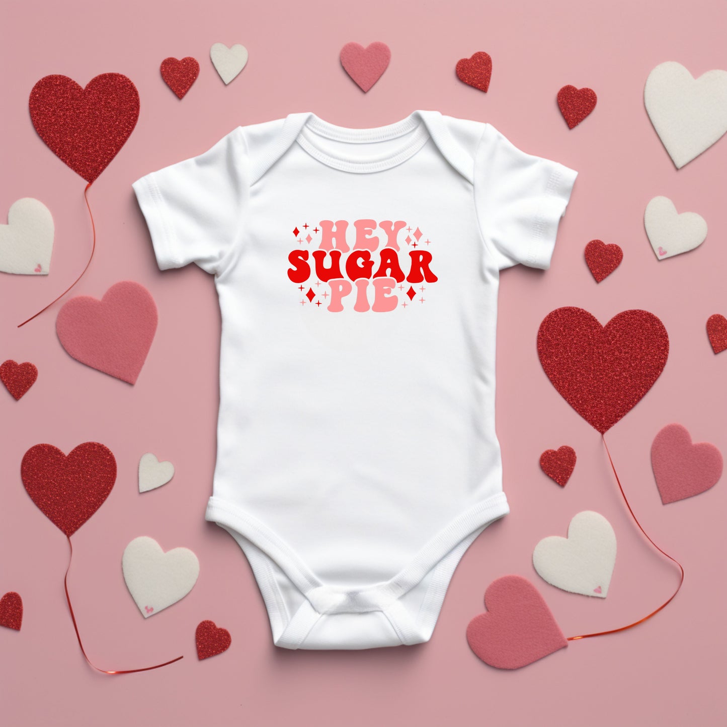 Hey Sugar Pie Stars | Baby Graphic Short Sleeve Onesie