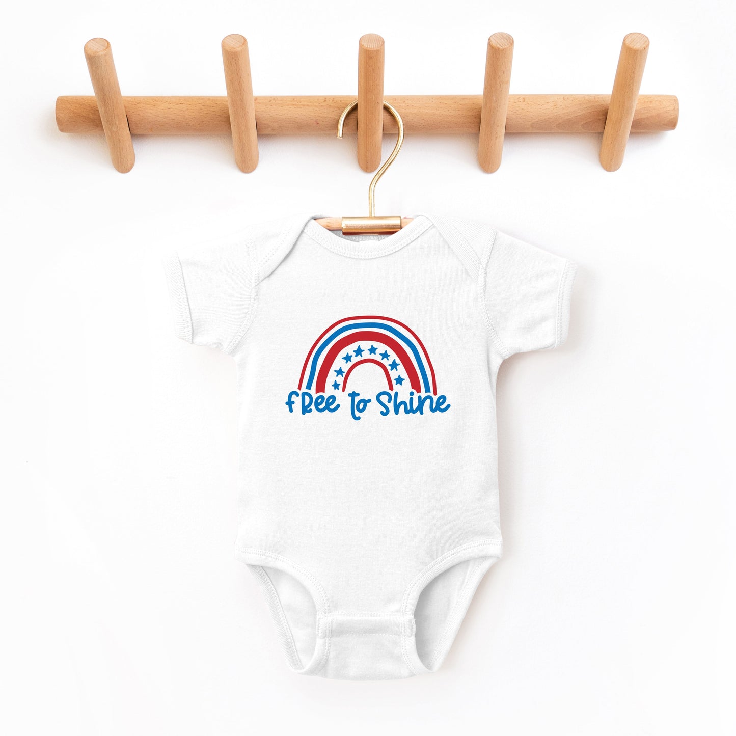 Free To Shine Rainbow | Baby Graphic Short Sleeve Onesie