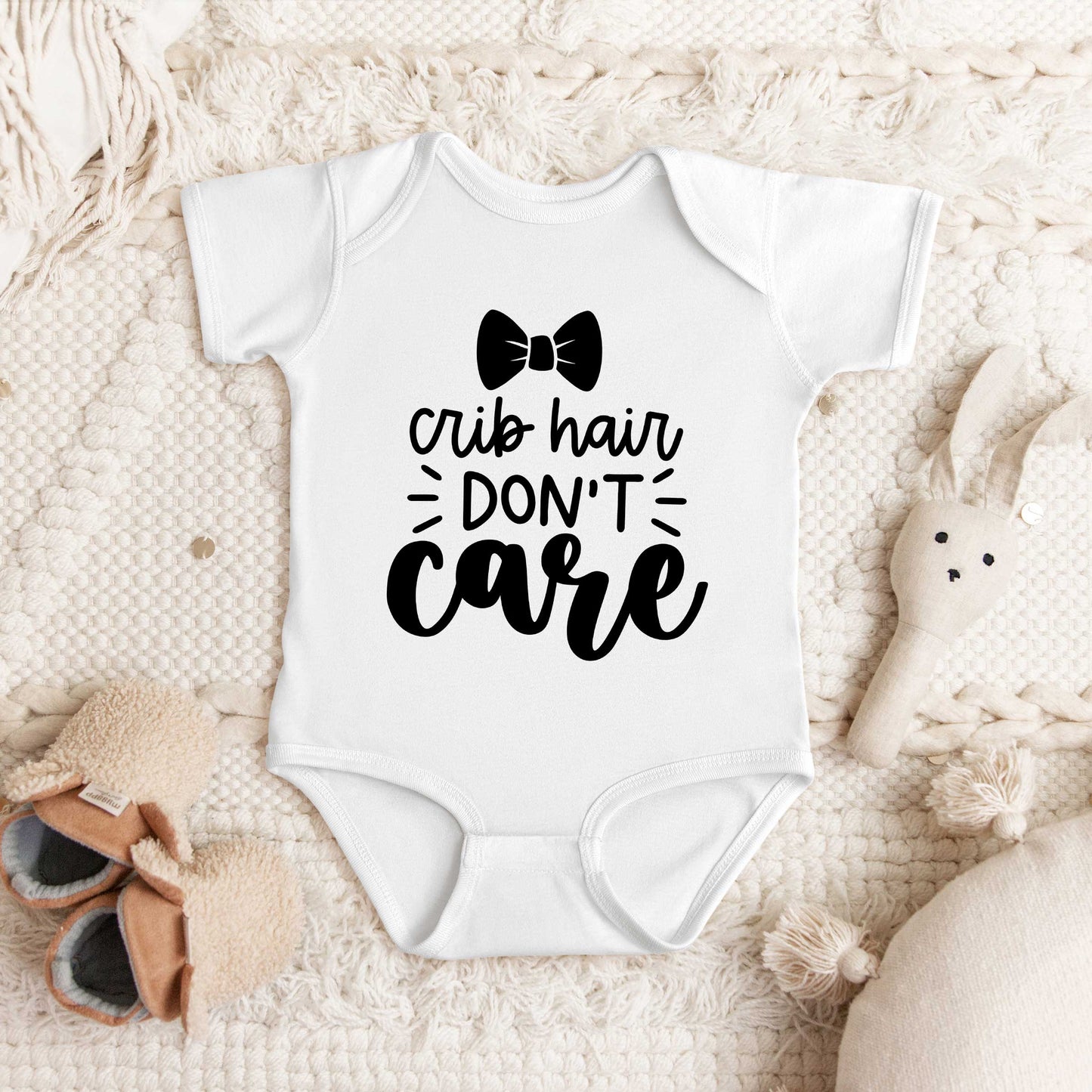 Crib Hair Don't Care | Baby Graphic Short Sleeve Onesie