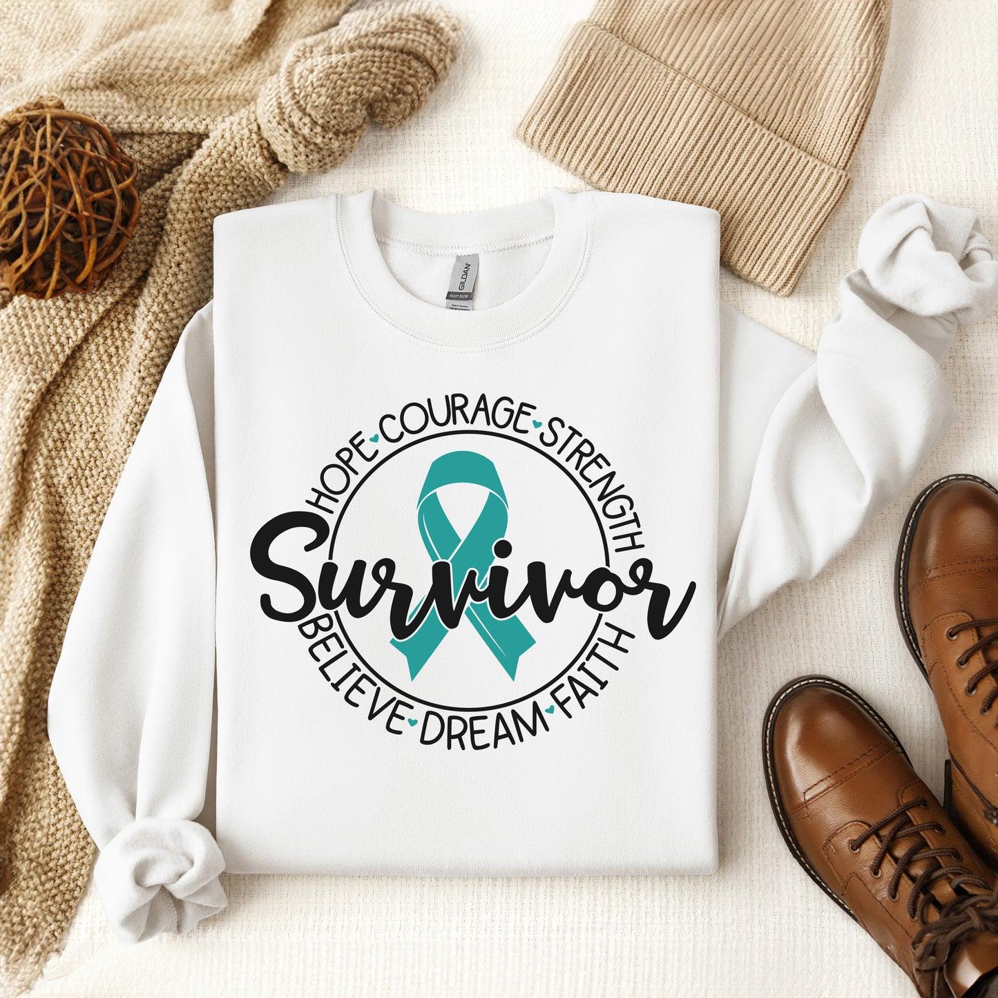 Breast Cancer Survivor Circle Words | Sweatshirt