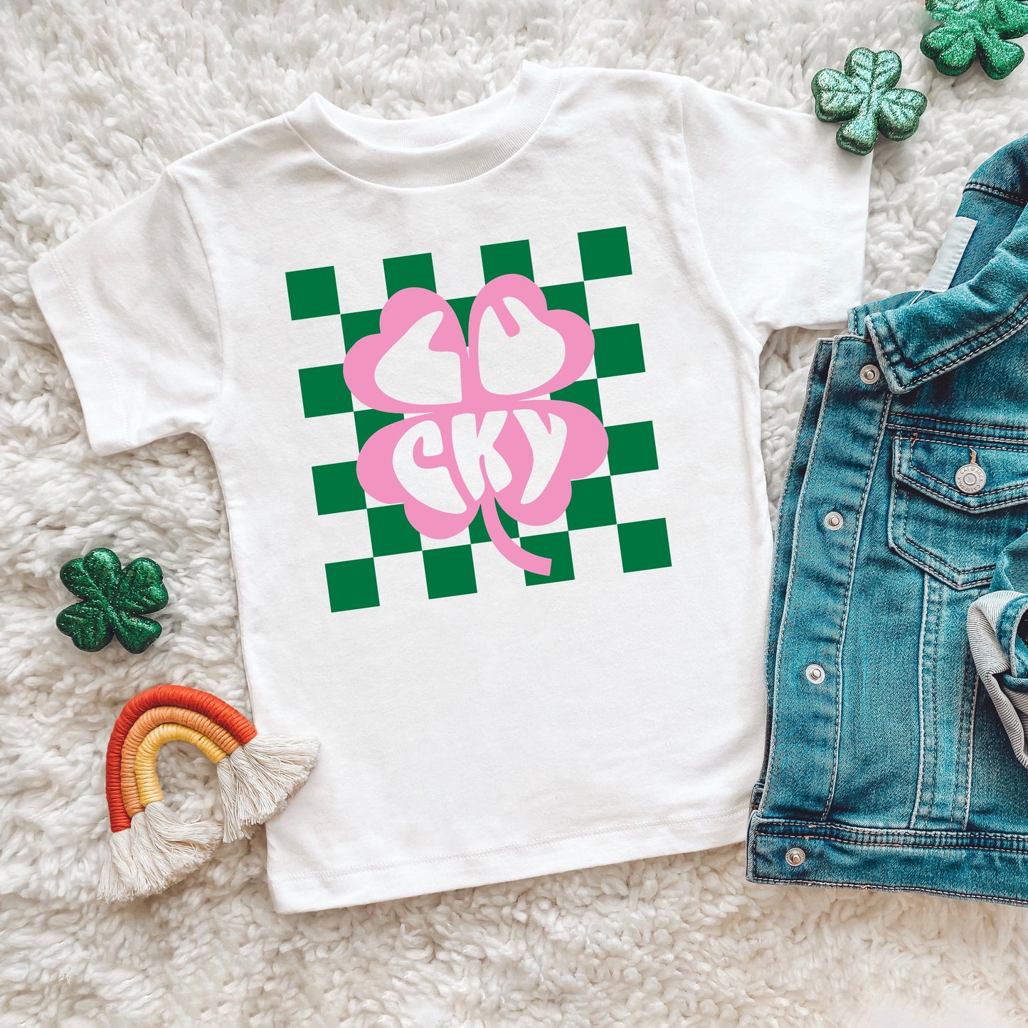 Lucky Clover Checkered | Youth Graphic Short Sleeve Tee