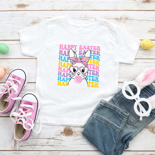 Bubble Gum Bunny Wavy | Toddler Short Sleeve Crew Neck