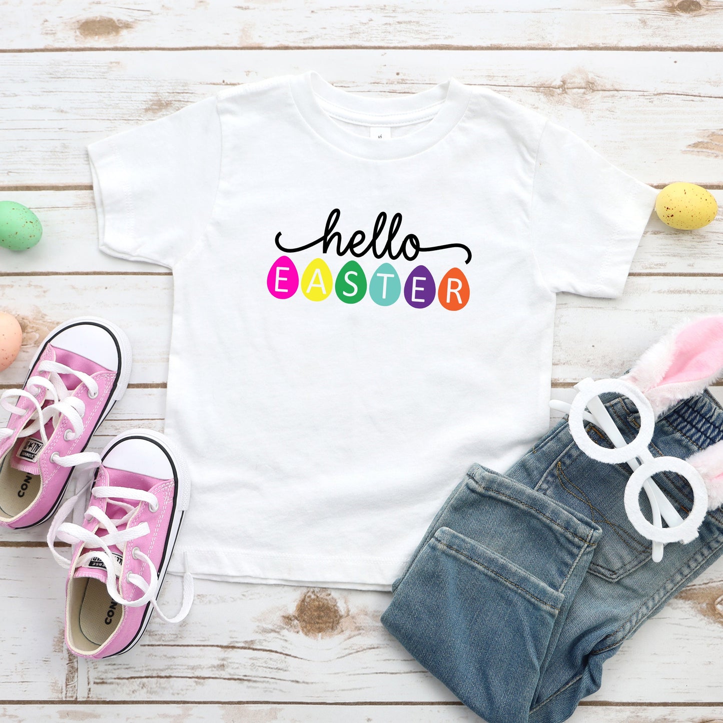 Hello Easter Eggs | Toddler Short Sleeve Crew Neck