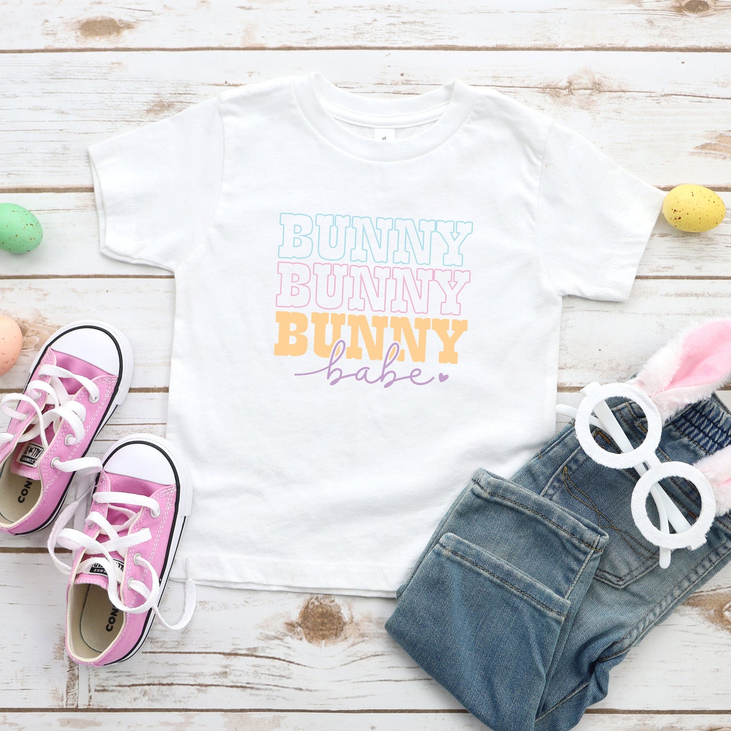 Bunny Babe Cursive | Toddler Short Sleeve Crew Neck