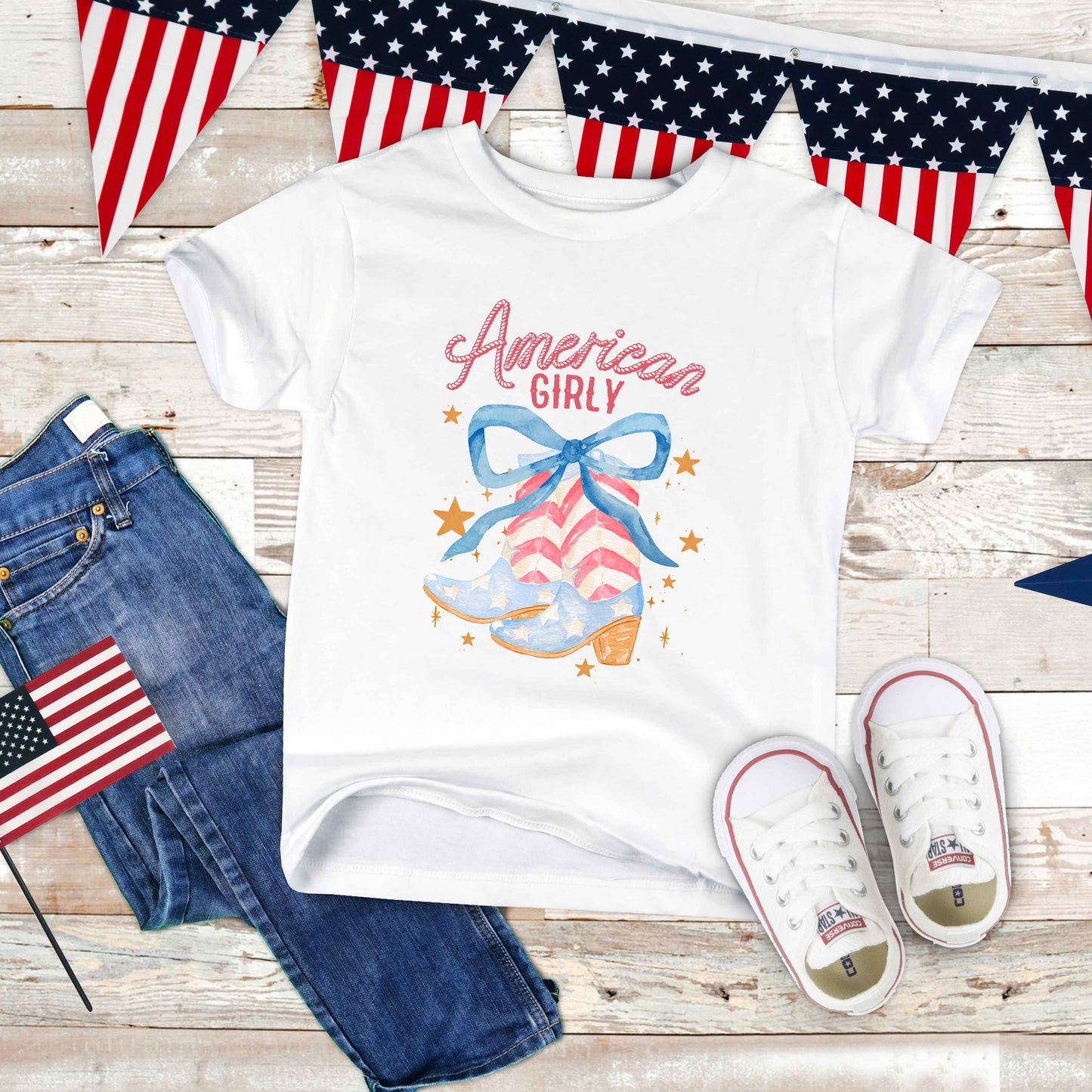 American Girly Coquette Boots | Youth Graphic Short Sleeve Tee
