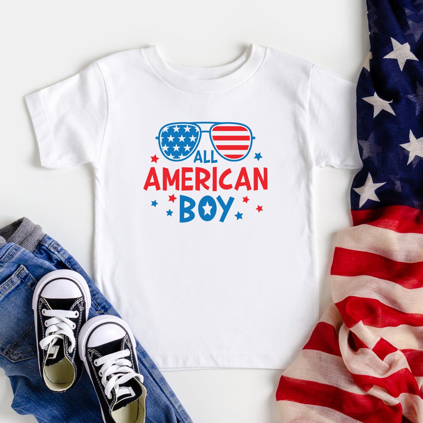 All American Boy Sunglasses | Toddler Short Sleeve Crew Neck