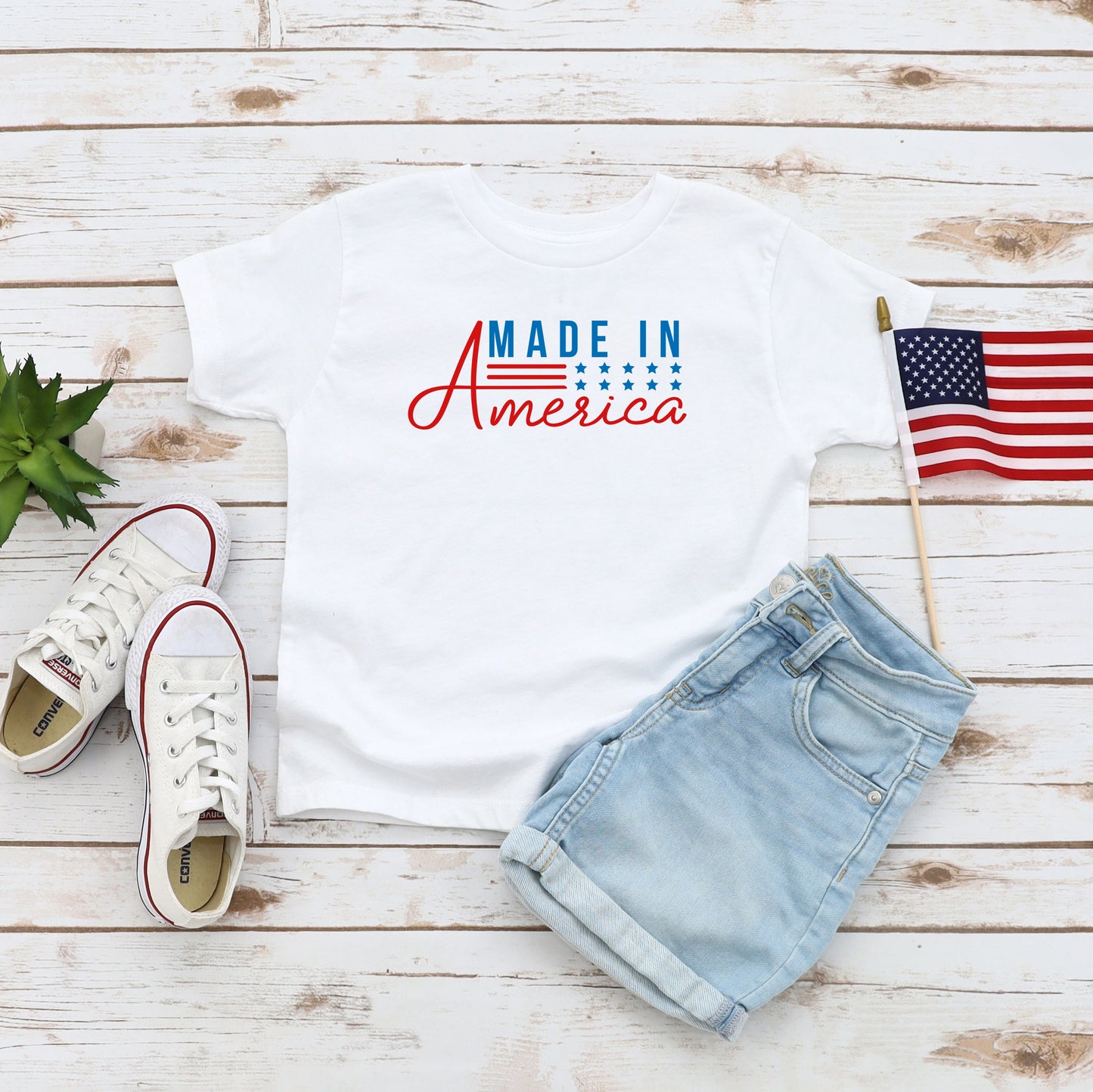 Made In America Stars And Stripes | Youth Short Sleeve Crew Neck