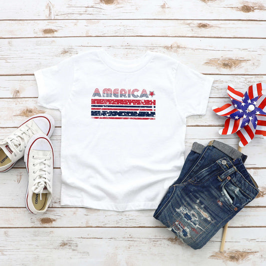 America With Stars And Stripes | Youth Short Sleeve Crew Neck