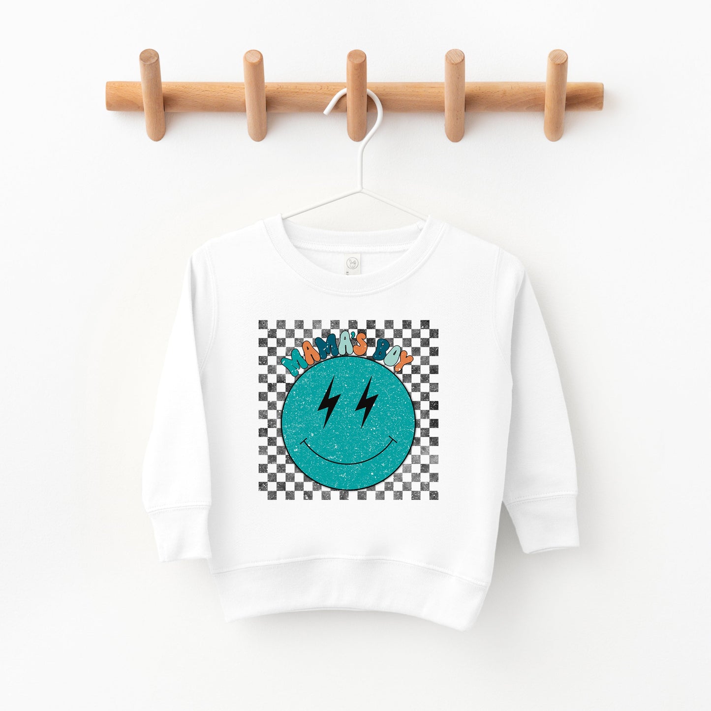 Mama's Boy Checkered Smiley Face | Toddler Sweatshirt