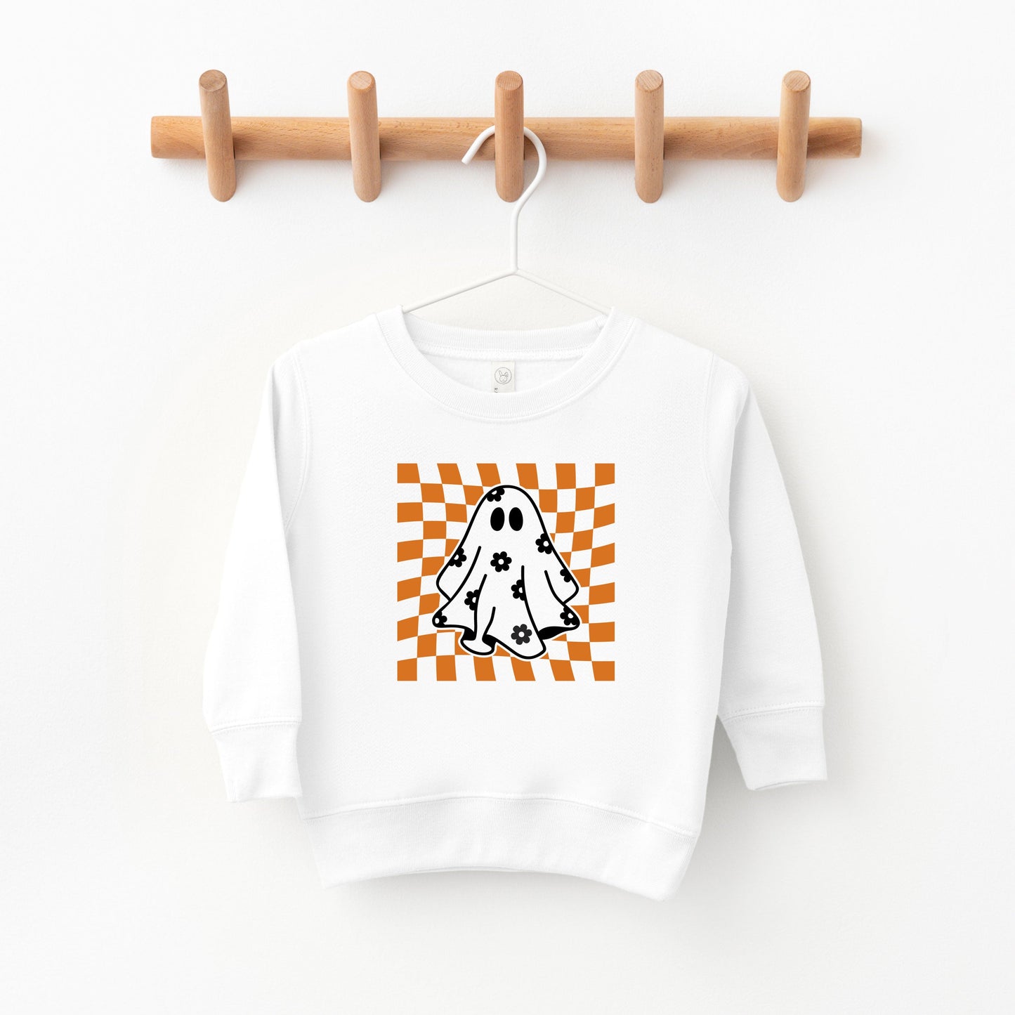 Checkered Flower Ghost | Toddler Graphic Sweatshirt