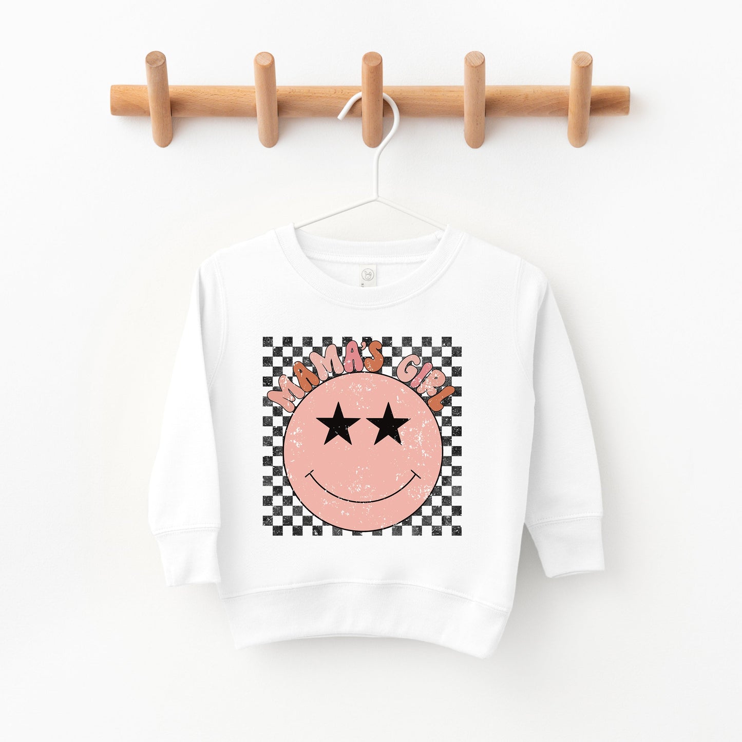 Mama's Girl Checkered Smiley Face | Toddler Sweatshirt