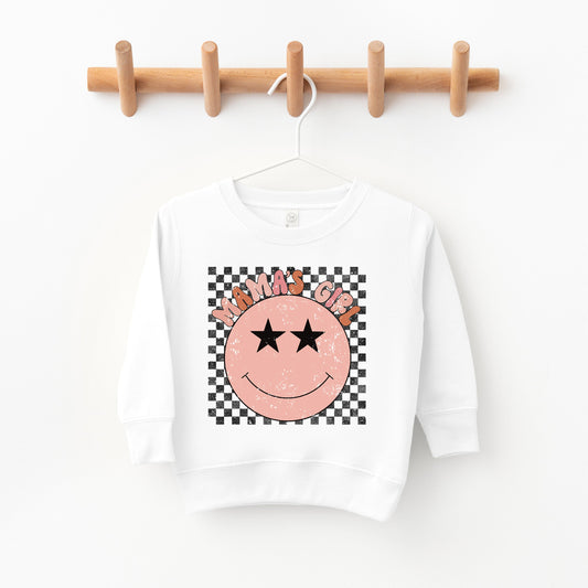 Mama's Girl Checkered Smiley Face | Toddler Sweatshirt