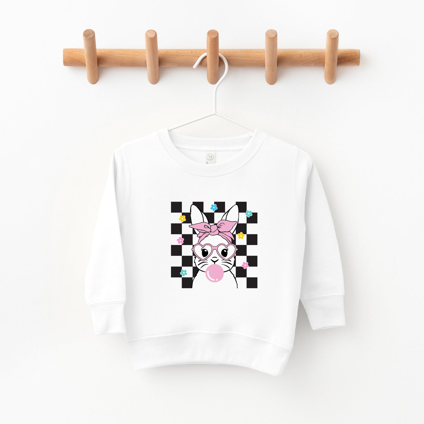 Checkered Groovy Bunny | Toddler Sweatshirt