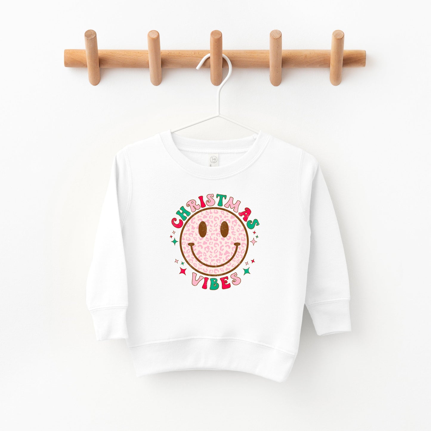 Retro Smiley Face Christmas Vibes | Toddler Sweatshirt
