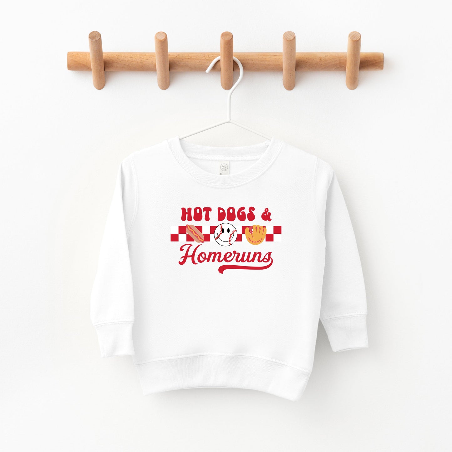 Hot Dogs and Home Runs Smiley Face | Toddler Sweatshirt