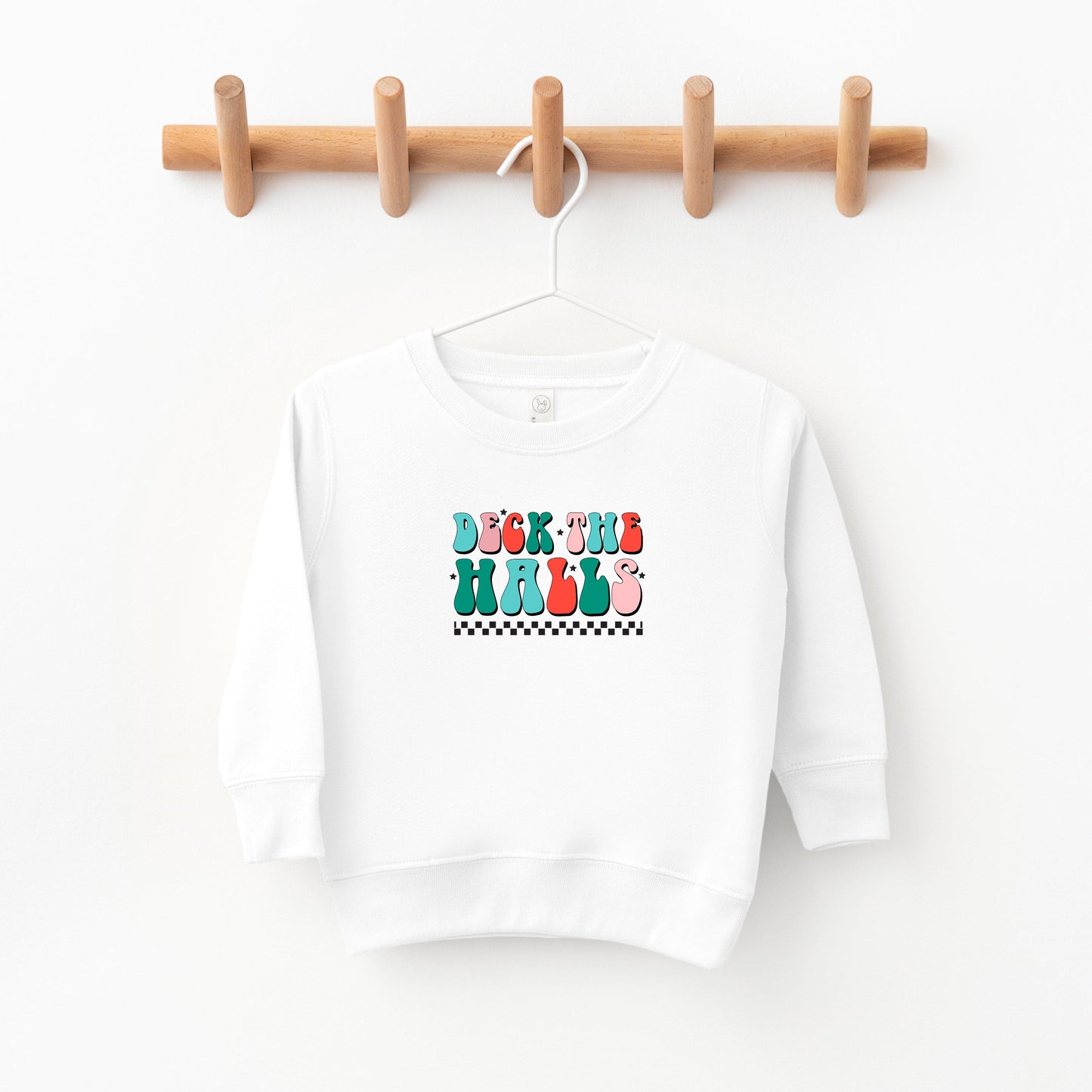 Retro Deck The Halls Checkered | Toddler Sweatshirt