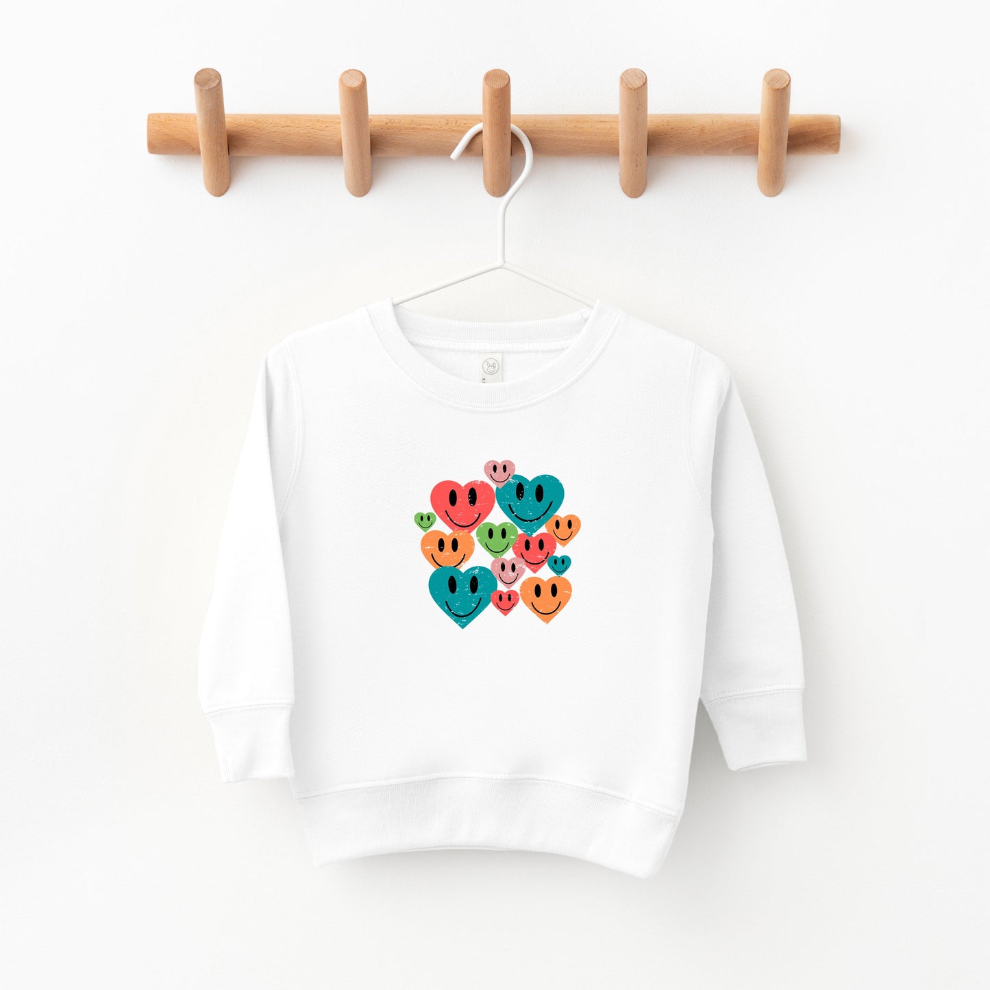 Distressed Smiley Hearts | Toddler Sweatshirt