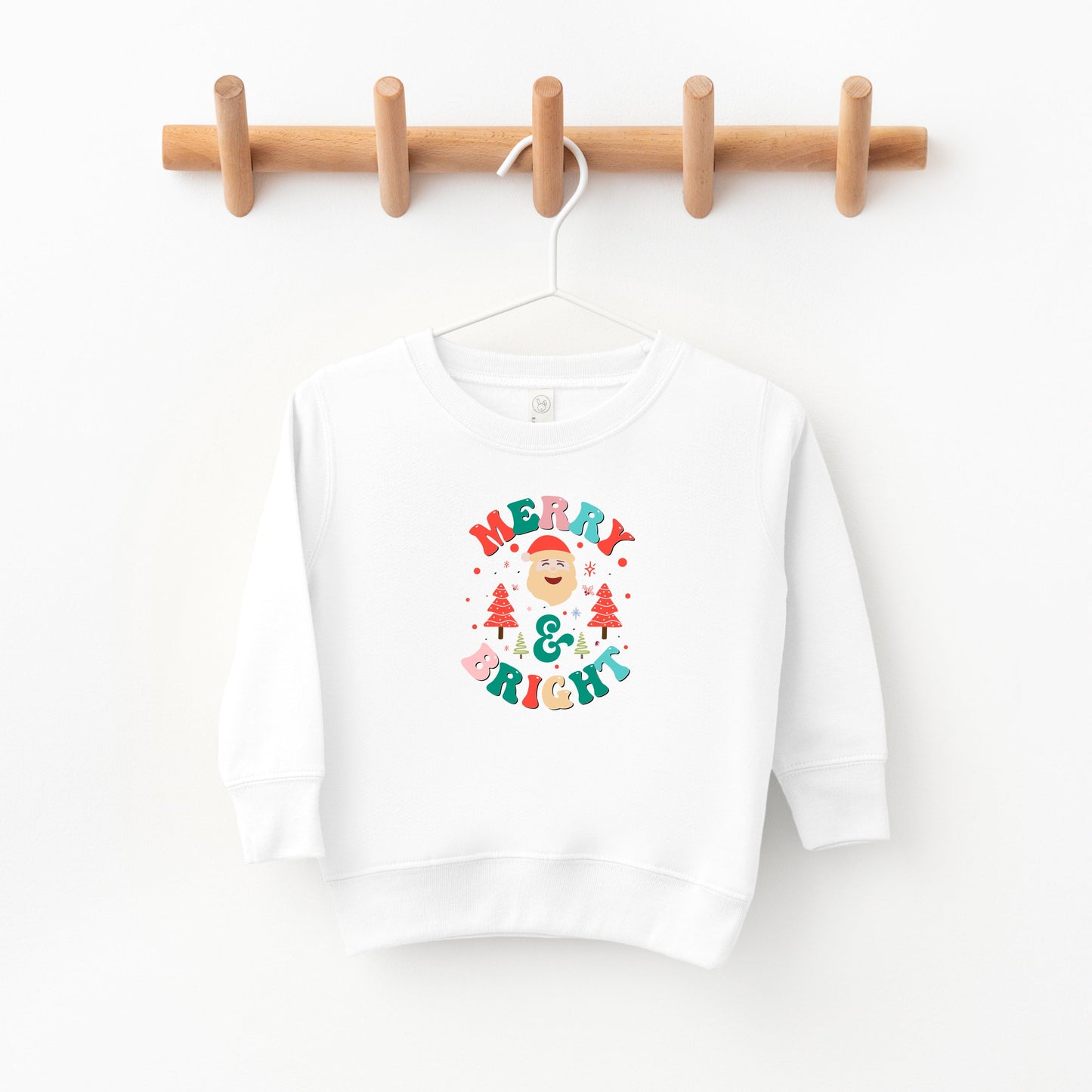 Retro Merry And Bright Santa | Toddler Sweatshirt