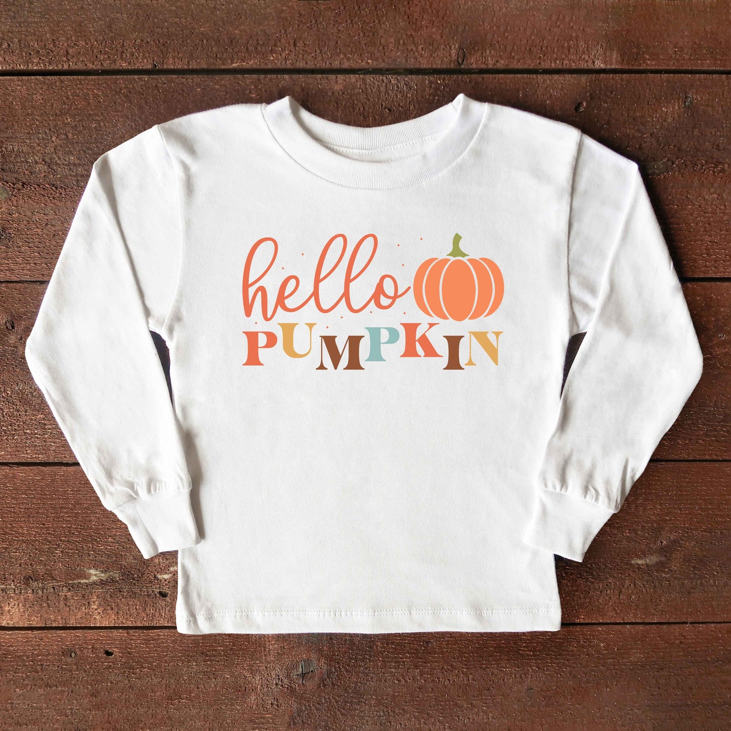Cursive Hello Pumpkin | Toddler Graphic Long Sleeve Tee
