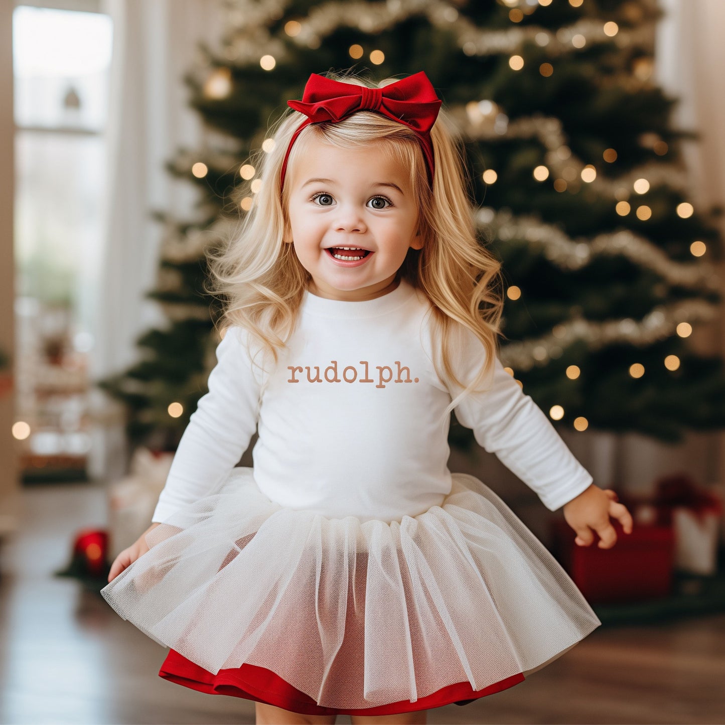 Rudolph Puff Print | Youth Graphic Long Sleeve Tee