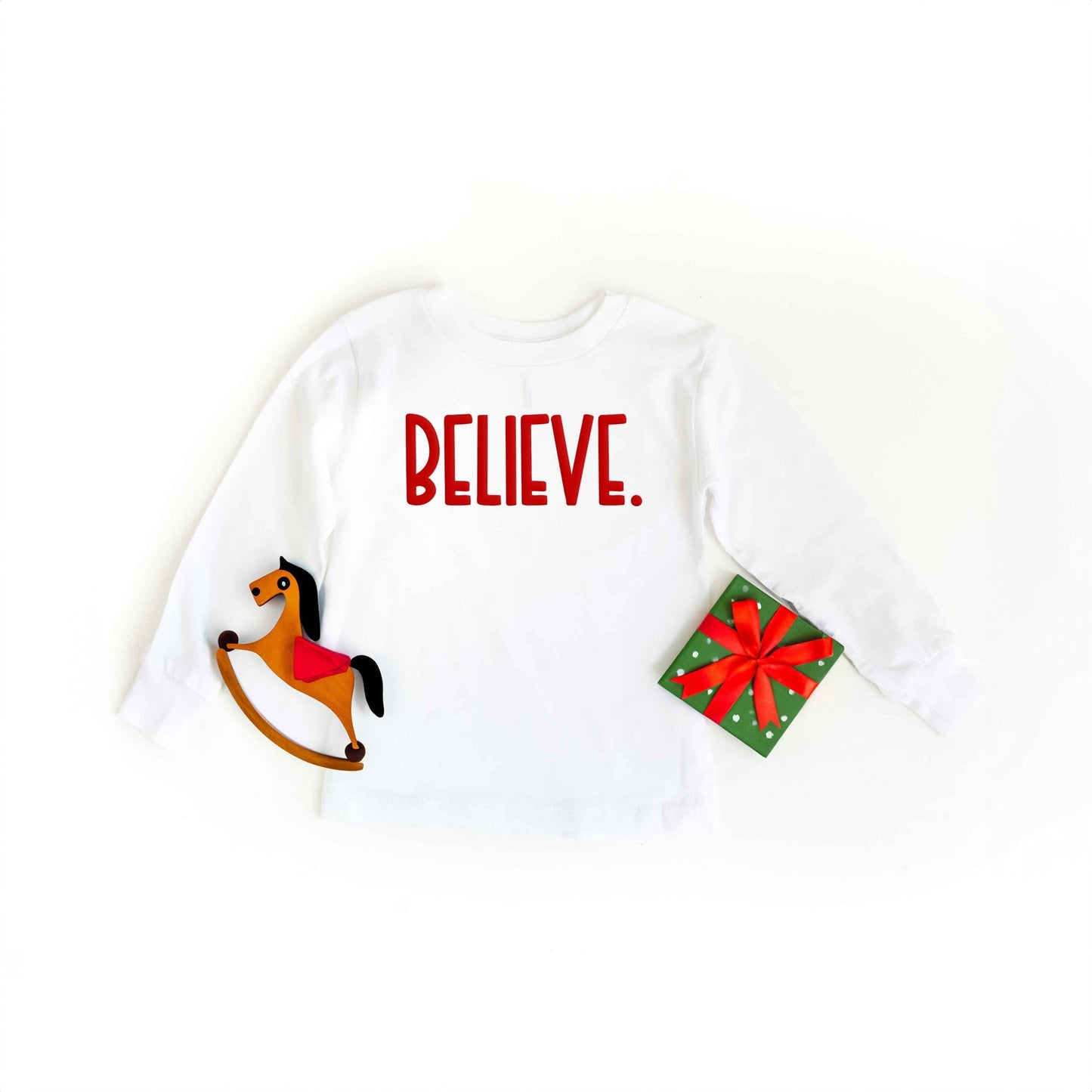 Believe Bold Puff Print | Toddler Graphic Long Sleeve Tee