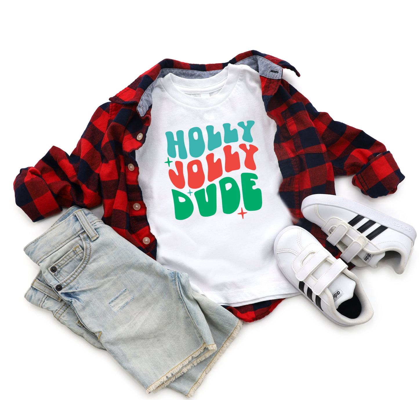 Holly Jolly Dude Wavy | Youth Short Sleeve Crew Neck