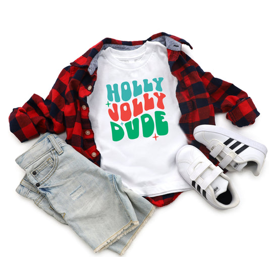 Holly Jolly Dude Wavy | Youth Short Sleeve Crew Neck